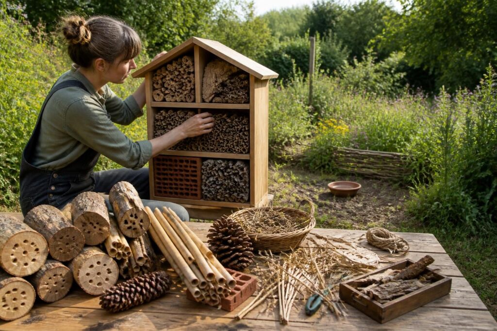 Construire un hôtel à insectes : matériaux et emplacement