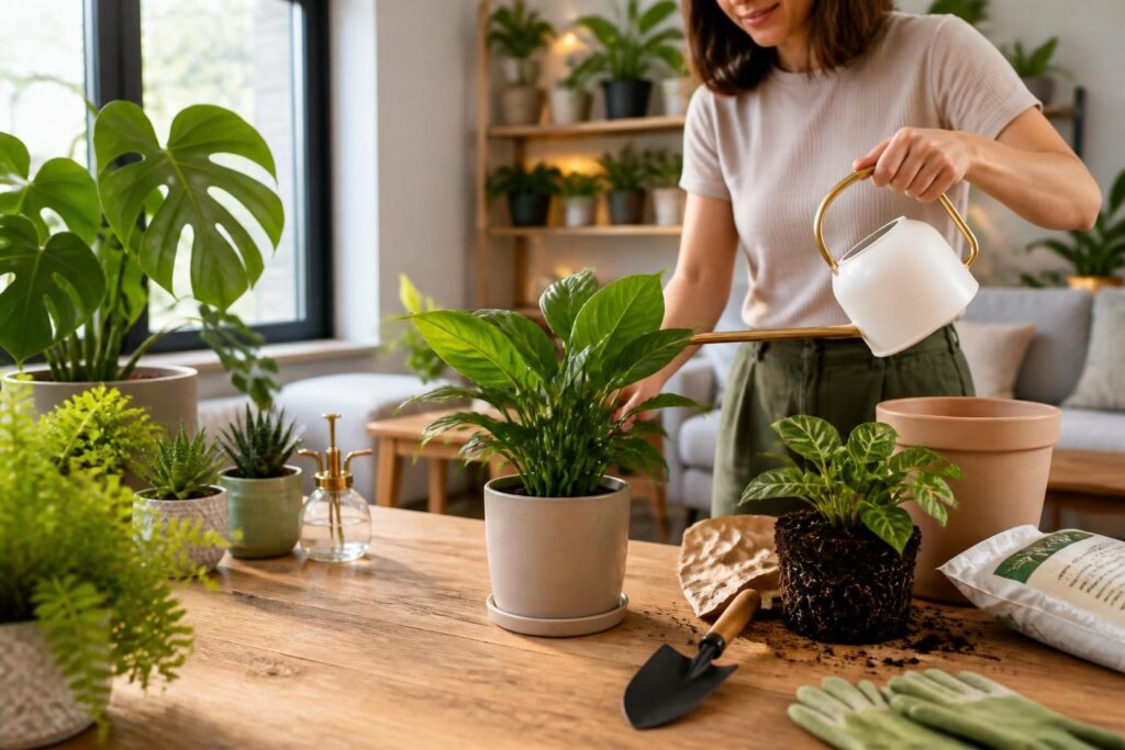 Réussir ses plantes d’intérieur : lumière, arrosage, rempotage