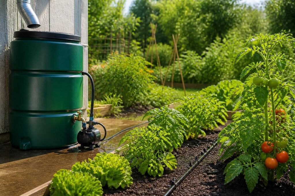 découvrez comment équiper efficacement votre système d'arrosage avec un récupérateur d'eau, une pompe et un dispositif goutte-à-goutte pour un jardin durable et économe en eau.