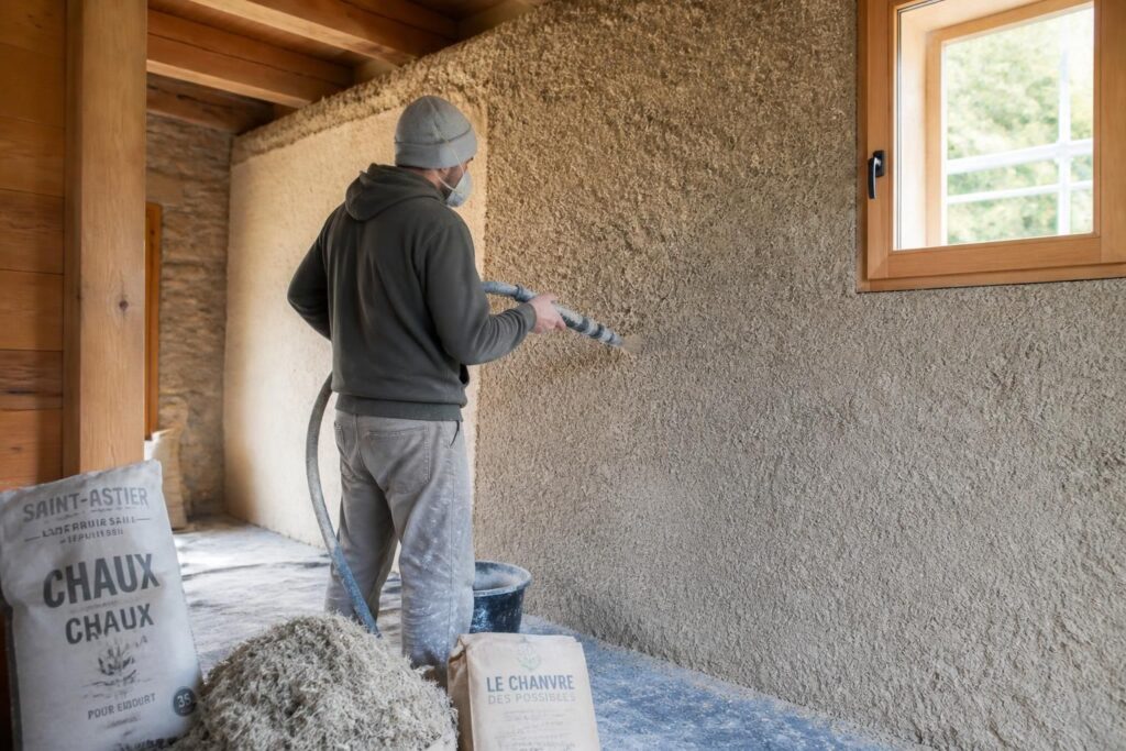 Chaux chanvre projeté : prix, isolation et application pour vos travaux écologiques