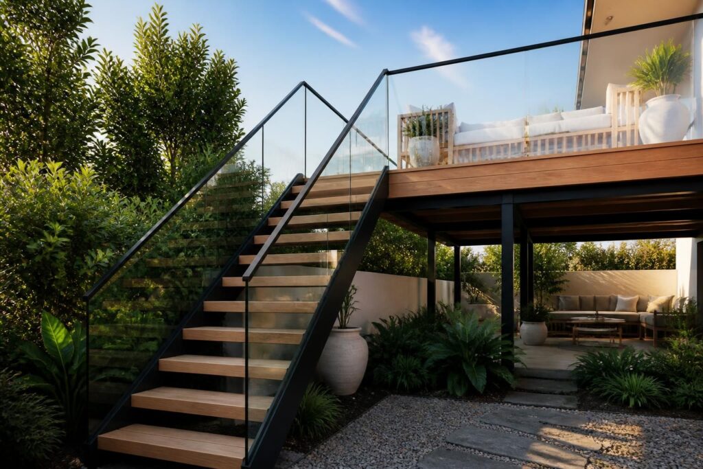 Escalier terrasse extérieur : idées et matériaux pour un accès réussi