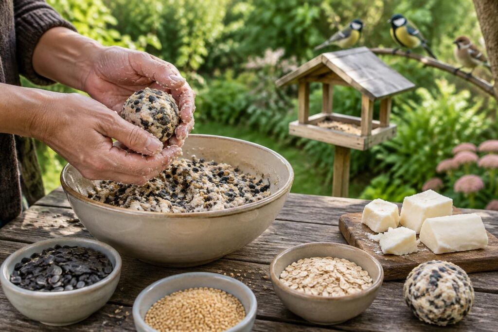Fabriquer une boule de graisse pour les oiseaux du jardin
