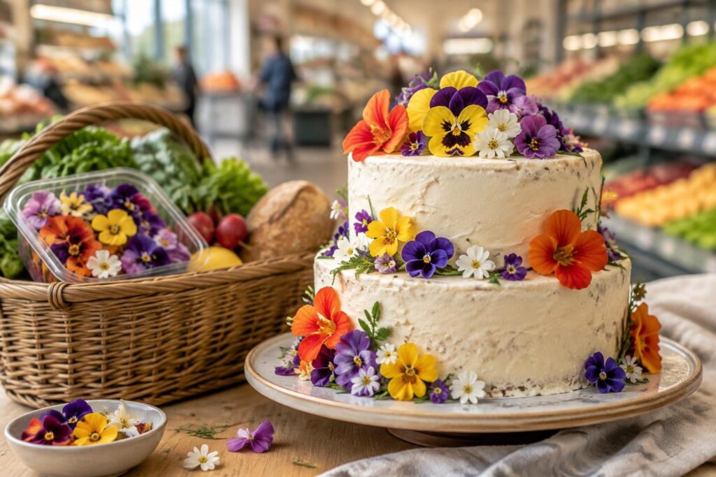 Fleurs comestibles : où les trouver en grande surface et idées pour vos gâteaux