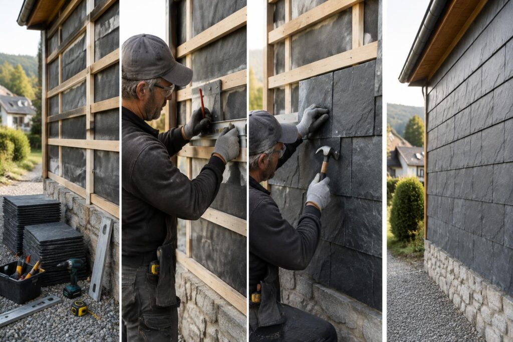 Poser de l’ardoise sur un mur extérieur, étape par étape
